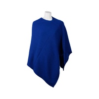 Emilio Romanelli Women's Elegant Cashmere V-Neck Poncho in Blue - One Size