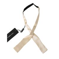 100% Authentic Dolce &amp; Gabbana Bowtie Beige Silk Adjustable Strap One Size Men