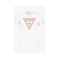 Guess Jeans Men's Sleek Slim Fit White Tee with Logo Print - 2XL