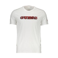 Guess Jeans Men's Sleek White Cotton Slim Tee with Logo Print - 2XL