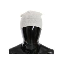 Costume National Men's Beanie White Wool Blend Branded Hat - One Size
