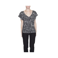 Jacqueline De Yong Women's Black And White Viscose Tops &amp; T-Shirt - 40 IT
