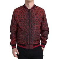 Dolce &amp; Gabbana Men&#39;s Red Leopard Bomber Short Coat Jacket - 44 IT