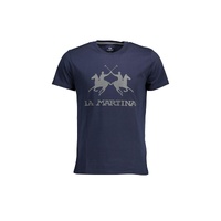 La Martina Men's Blue Cotton T-Shirt - 2XL