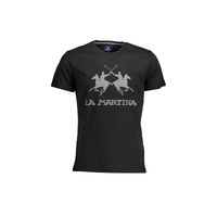 La Martina Men's Black Cotton T-Shirt - XL