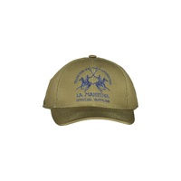 La Martina Men's Elegant Embroidered Green Cotton Visor Hat - One Size