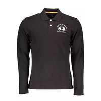 La Martina Men's Black Cotton Polo Shirt - XL