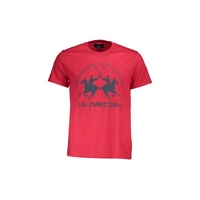 La Martina Men's Red Cotton T-Shirt - L