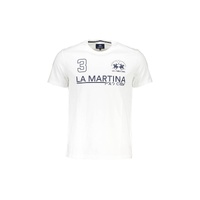 La Martina Men's White Cotton T-Shirt - M