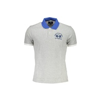 La Martina Men's Gray Cotton Polo Shirt - L