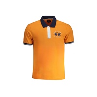 La Martina Men's Orange Cotton Polo Shirt - S