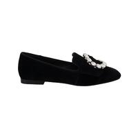 Black Crystal-Embellished Dolce &amp; Gabbana Loafers 37.5 EU Women