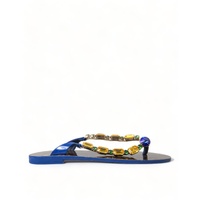 Dolce &amp; Gabbana Women's Elegant Blue Leather Flat Sandals - 35.5 EU