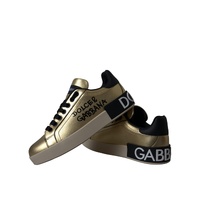 Dolce &amp; Gabbana Women's Gold Portofino Calf Leather Sneakers  Shoes - 37 EU