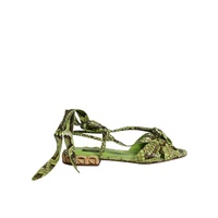 Dolce &amp; Gabbana Women's Green Animal Print Ankle Wrap Sandals Shoes - 37.5 EU