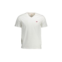 Levi's Men's Classic V-Neck White Cotton Tee - S