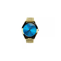 Michael Kors Unisex&#39;s Slim Runway Stainless Steel Watch MK3265 Blue Gold - One Size