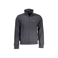Napapijri Men's Black Cotton  Sweater with Zip and Pockets - L