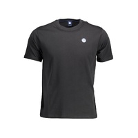 North Sails Men's Sleek Black Round Neck Tee with Logo Accent - XL