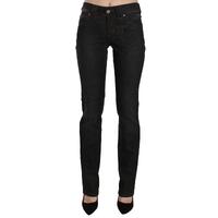 Mid Waist Slim Fit Corduroy Jeans with Logo Details W27 US Women