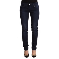 Acht Women's Blue Washed Cotton Low Waist Slim Fit Denim Jeans - W26 US