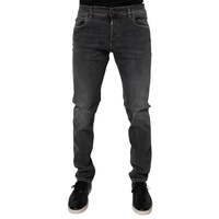 Dolce &amp; Gabbana Men's Dark Gray Washed Cotton Slim Fit Denim Jeans - 52 IT