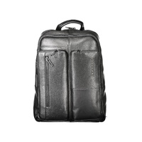 Piquadro Men's Black Leather Backpack - One Size