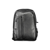 Piquadro Men's Black Leather Backpack - One Size