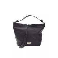 Pompei Donatella Women's Chic Gray Leather Shoulder Bag with Logo Detailing - One Size