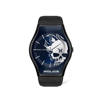 Police Men's Black Leather Watch - One Size