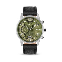 Police Men's Black Leather Watch - One Size