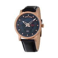 Police Men's Black Leather Watch - One Size