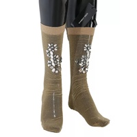 Dolce &amp; Gabbana Women's Gold Stretch Floral Clear Crystal Stocking Socks - M