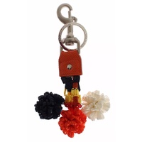 Dolce &amp; Gabbana Women's Silver Brown Raffia Leather Clasp Finder Chain Keyring - One Size