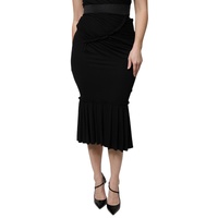 Dolce &amp; Gabbana Women's Black Mermaid Cut High Waist Midi Skirt - 40 IT
