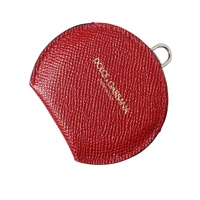 Dolce &amp; Gabbana Women's Red Calfskin Leather Round Logo Hand Mirror Holder - One Size