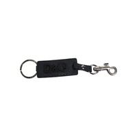 Dolce &amp; Gabbana Men's Blue Calf Leather DG Logo Silver Brass Keyring Keychain - One Size