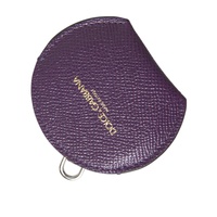 Dolce &amp; Gabbana Women's Purple Calfskin Leather Round Logo Hand Mirror Holder - One Size
