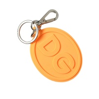 Dolce &amp; Gabbana Women's Orange Rubber DG Logo Silver Brass Metal Keyring Keychain - One Size