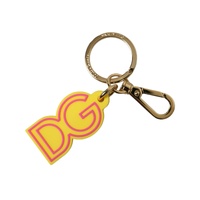 Dolce &amp; Gabbana Women's Yellow Rubber Gold Tone Metal DG Logo Keyring Keychain - One Size
