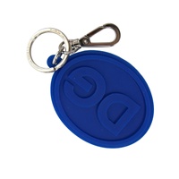 Dolce &amp; Gabbana Women's Blue Rubber DG Logo Silver Brass Metal Keyring Keychain - One Size