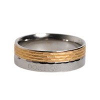 Dolce &amp; Gabbana Men's Gold Silver Tone Real Brass DG Logo Ring - 56 EU