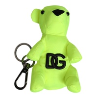 Dolce &amp; Gabbana Men's Green Bear Embroidered Logo Keychain Clasp Keyring - One Size