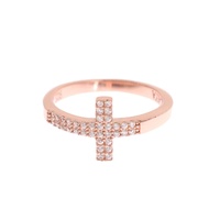Nialaya Women's Elegant Pink Crystal Encrusted Silver Ring - 49 EU