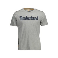 Timberland Men's Eco-Conscious Gray Cotton Tee with Logo Print - 2XL