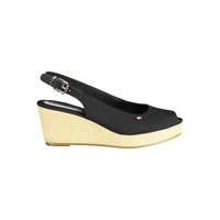 Tommy Hilfiger Women's Black Cotton  Sandal - 39 EU