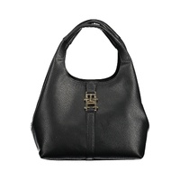 Tommy Hilfiger Women's Elegant Black Shoulder Bag with Contrasting Details - One Size