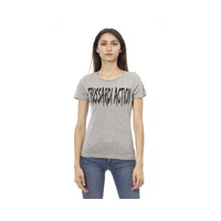Trussardi Action Women's Elegant Gray Cotton-Blend Tee with Chic Print - XS