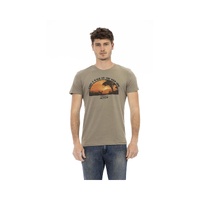 Trussardi Action Men's Sleek Green Short Sleeve Tee with Chic Front Print - L