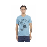Trussardi Action Men's V-Neck Cotton Blend Tee with Stylish Print - L